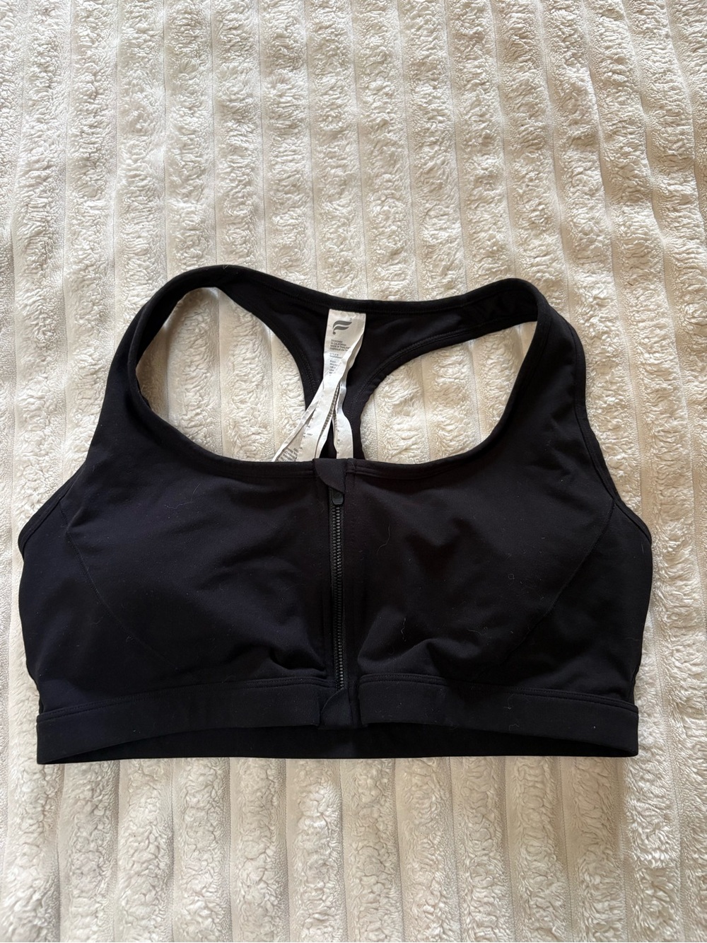 Fabletics Black Front-Zip Racerback Sports Bra